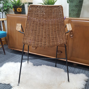 1950s Rattan and Metal Chair